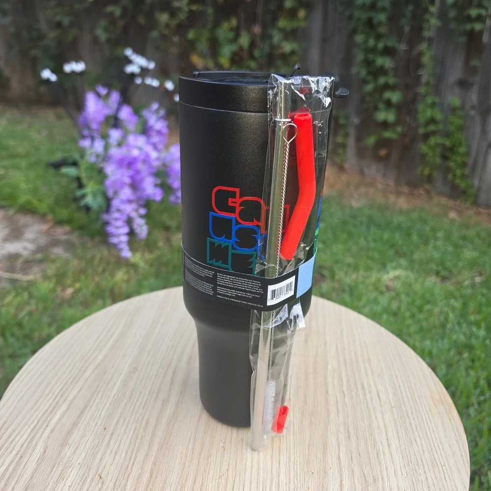 FIFA World Cup 26 Black Stainless Steel 40oz Tumbler with Handle and Straw NEW